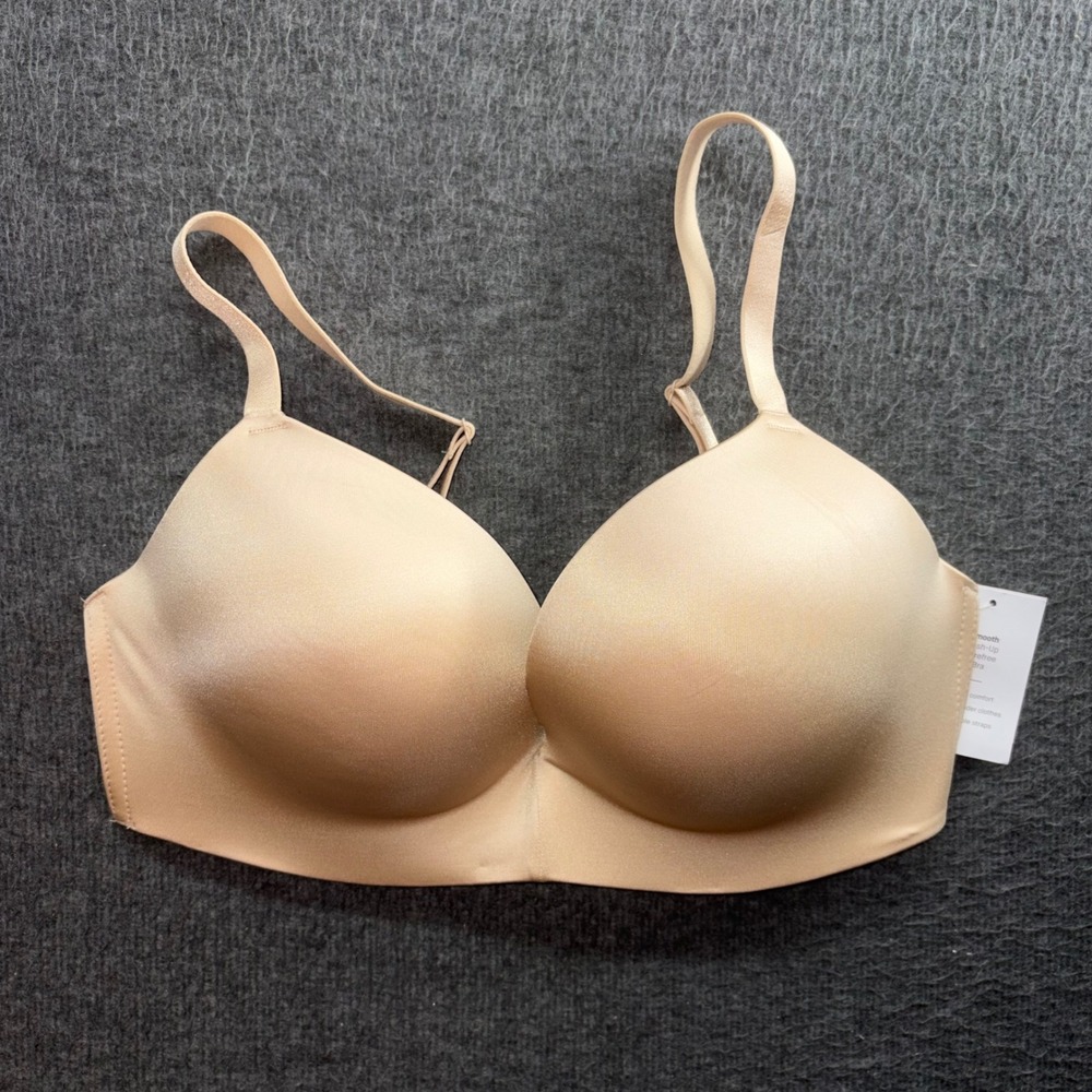 Auden Smooth Push-Up Wirefree Bra Beige Nude 34D New With Tags